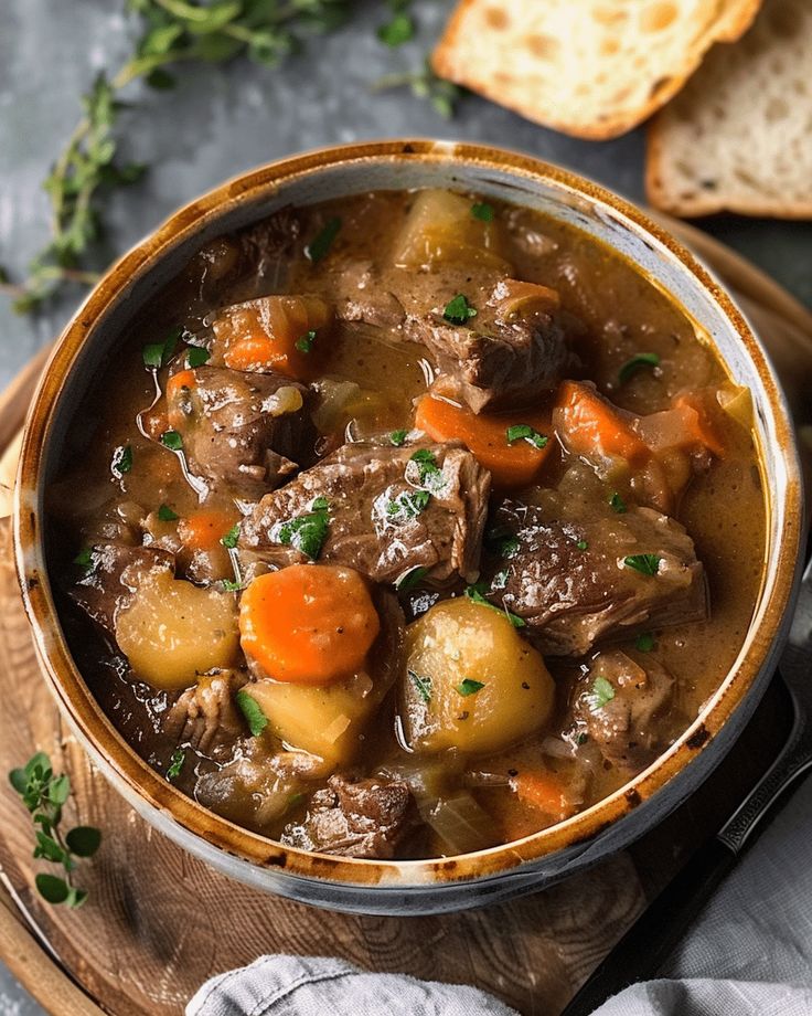 Slow Cooked Beef Stew & Fried Bread